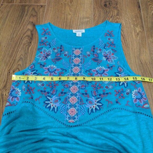 Sundance Womens Hidden Garden 100% Linen Embroidered Floral Dress Size XS Blue - Picture 9 of 10